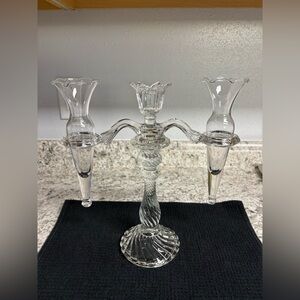 vintage Cambridge Glass candelabra with an epergne attachment, Twisted Stem